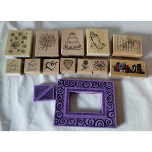 Lot Of 15 Rubber Stamps - Greenbrier International Background Borders Hearts
